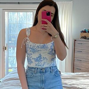 White and Blue Corset Top